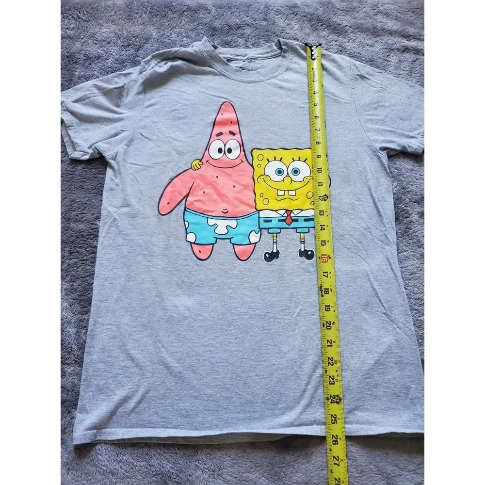 SpongeBob SquarePants T-Shirt Men's Medium Short Sleeve Crew Neck Graphic Gray